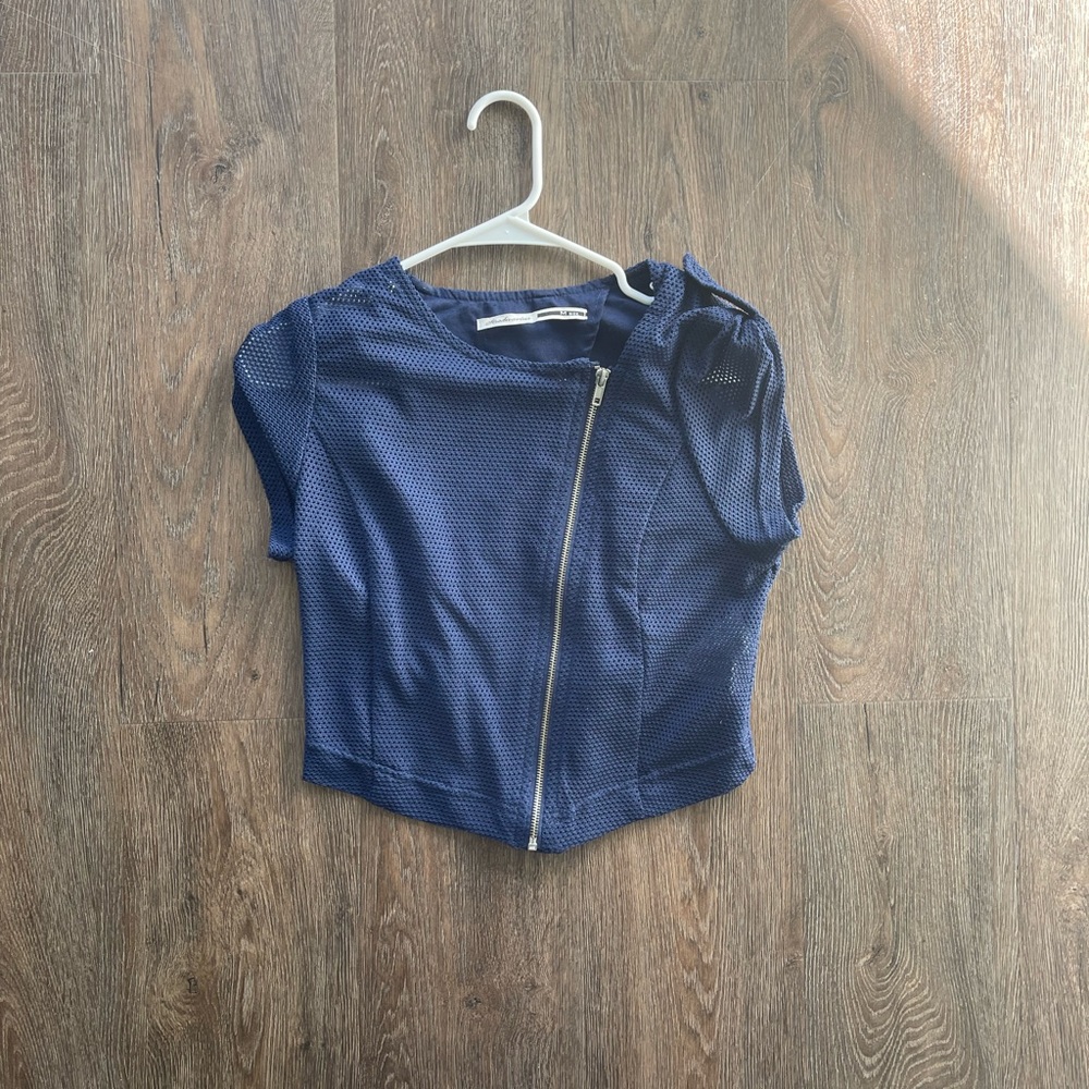 Blue Stradivarius Zipped Cropped Top